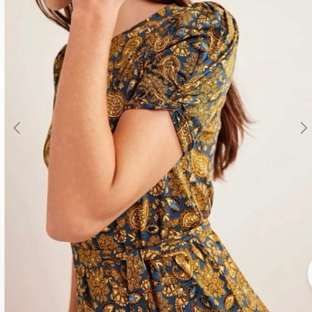 Boden Mustard and Navy Paisley Mini Dress - Picture 3 of 7